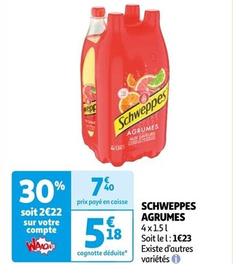 Auchan SCHWEPPES AGRUMES 4x1.5l offre