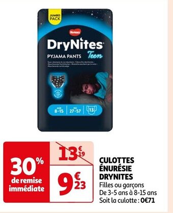 Auchan CULOTTES ÉNURÉSIE DRYNITES offre