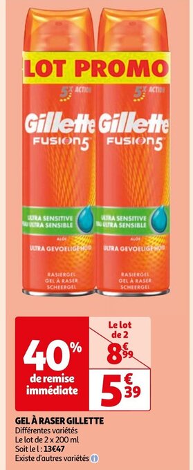 Auchan GEL À RASER GILLETTE Différentes variétés offre