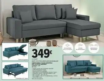 E.Leclerc Canapé D'Angle 3 Places Convertible Avec Coffre De Rangement offre