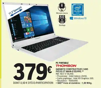 E.Leclerc PC Portable Thomson offre