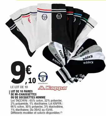E.Leclerc Lot De 10 Paires De Mi-Chaussettes offre