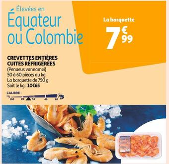 Auchan Supermarché Crevettes entières cuites réfrigérées offre