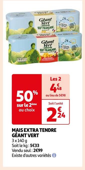Auchan Géant vert mais extra tendre offre