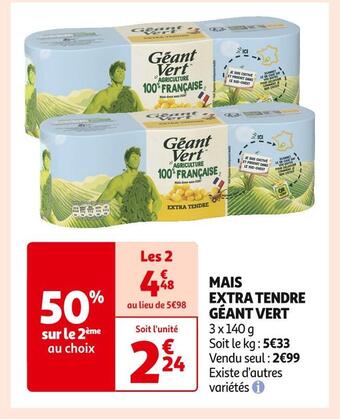Auchan Supermarché Géant vert mais extra tendre offre