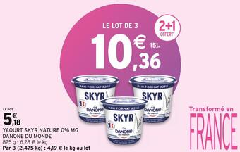Intermarché Danone du monde yaourt skyr nature 0% mg offre