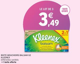 Intermarché Kleenex boite mouchoirs balsam x2 offre