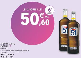 Intermarché Pastis 51 apéritif anisé offre