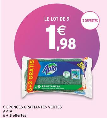 Intermarché Apta 6 eponges grattantes vertes offre