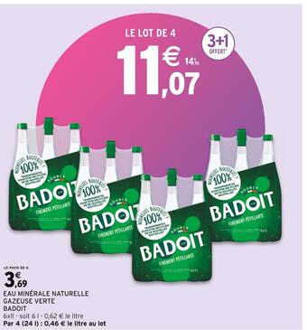 Intermarché Badoit eau minérale naturelle gazeuse verte offre