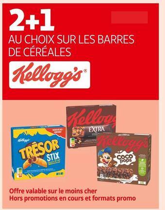 Auchan Supermarché Kellogg's 2+1 au choix sur les barres de céréales kellogg's offre