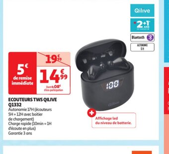 Auchan Supermarché ECOUTEURS TWS QILIVE offre