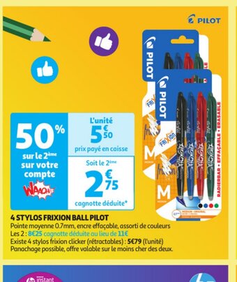 Auchan Supermarché 4 STYLOS FRIXION BALL PILOT offre