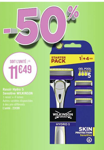 Rasoir Hydro 5 Sensitive WILKINSON 1 rasoir + 4 lames