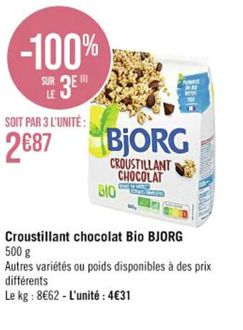Croustillant chocolat Bio BJORG