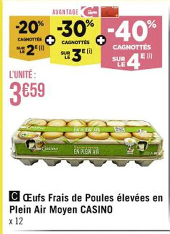 CĆufs Frais de Poules Ă©levĂ©es en Plein Air Moyen CASINO