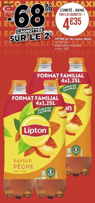 Géant Casino LIPTON Ice Tea saveur pêche offre