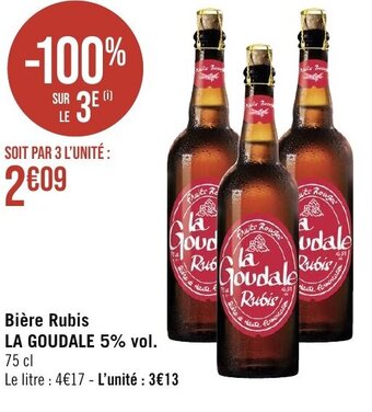 Géant Casino Bière Rubis LA GOUDALE 5% vol. offre