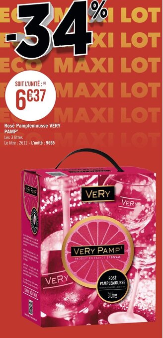 Géant Casino Rosé Pamplemousse VERY PAMP' offre
