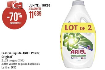 Géant Casino Lessive liquide ARIEL Power Original* offre