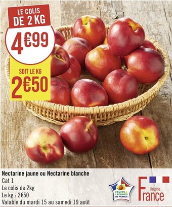 Géant Casino Nectarine jaune ou Nectarine blanche offre