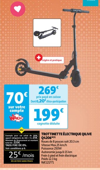Auchan TROTTINETTE ÉLECTRIQUE QILIVE offre