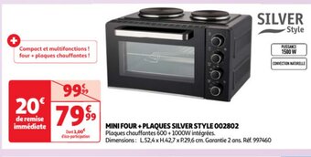 Auchan MINI FOUR + PLAQUES SILVER STYLE 002802 Plaques chauffantes 600 + 1000W intégrées. offre