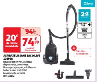 Auchan ASPIRATEUR SANS SAC QILIVE 102968 offre