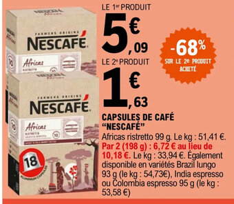 E.Leclerc CAPSULES DE CAFÉ "NESCAFÉ" offre
