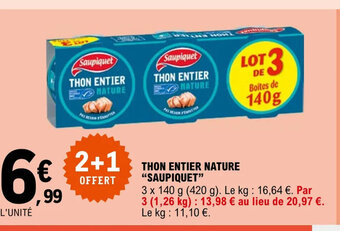 E.Leclerc THON ENTIER NATURE "SAUPIQUET" offre