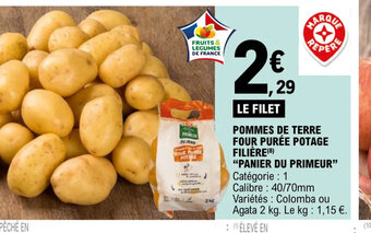 E.Leclerc POMMES DE TERRE FOUR PURÉE POTAGE FILIÈRE (8) offre