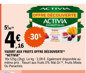E.Leclerc YAOURT AUX FRUITS OFFRE DÉCOUVERTE(¹) offre