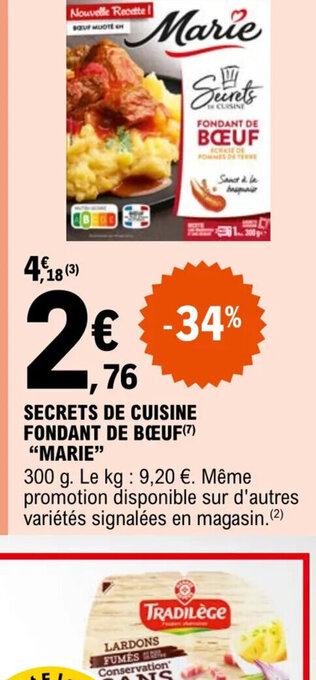E.Leclerc SECRETS DE CUISINE FONDANT DE BŒUF(7) offre