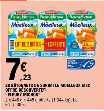 E.Leclerc 28 BÂTONNETS DE SURIMI LE MOELLEUX MSC OFFRE DÉCOUVERTE (5) offre