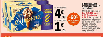 E.Leclerc 8 CÔNES GLACÉS L'ORIGINAL VANILLE "EXTRÊME" offre