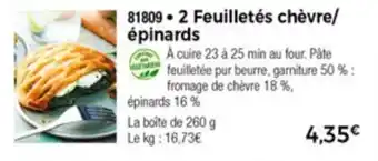 Thiriet 2 Feuilletés Chèvre Épinards offre
