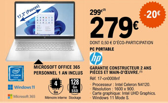 E.Leclerc PC PORTABLE offre