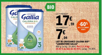 E.Leclerc LAIT DE CROISSANCE CALISMA BIO(²) "LABORATOIRE GALLIA" offre
