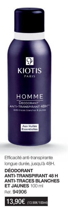 DÉODORANT ANTI-TRANSPIRANT 48 H ANTI-TRACES BLANCHES ET JAUNES
