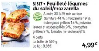 Thiriet Feuilleté légumes du soleil/mozzarella offre