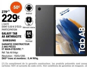 E.Leclerc GALAXY TAB A8 ANTHRACITE offre