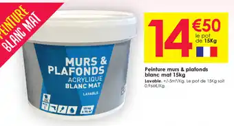 Décor Discount Peinture murs & plafonds blanc mat 15kg offre