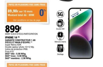 E.Leclerc DONT 0,05 € D'ÉCO-PARTICIPATION IPHONE 14 (4) offre