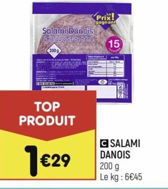 Leader Price Salami Danois fume au bois de hêtre offre