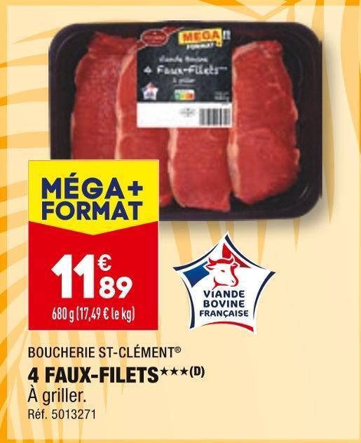 Promo Boucherie stclément 4 fauxfilets chez ALDI