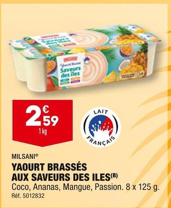 ALDI Milsani yaourt brassés aux saveurs des iles offre