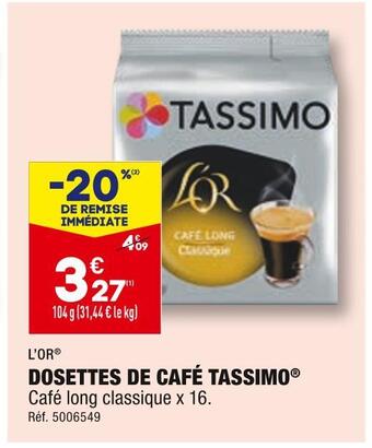 ALDI L’or dosettes de café tassimo offre