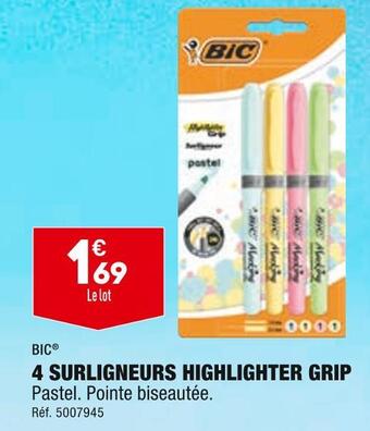 ALDI Bic 4 surligneurs highlighter grip offre