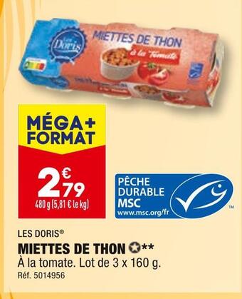 ALDI Les doris miettes de thon offre