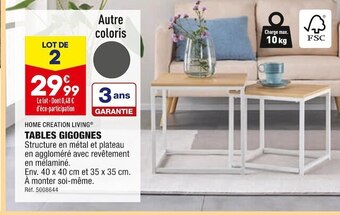 ALDI Home creation living tables gigognes offre